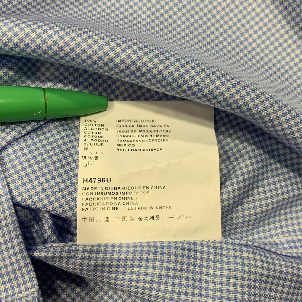 Suit Supply Cotton Two Ply Men's Blue Button Up Shirt - Size 42/16.5 - Picture 9 of 15